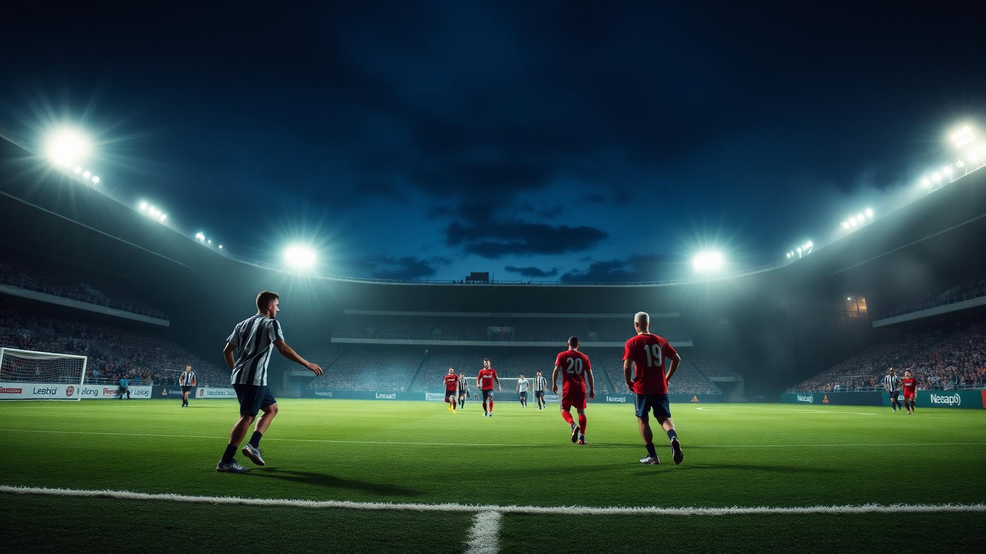Continental Soccer League match under the stadium lights
